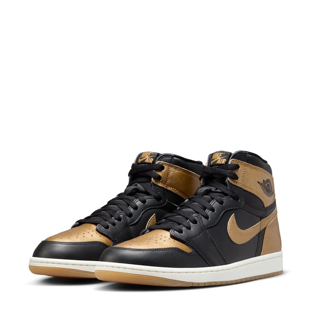 NIKE AIR JORDAN 1 RETRO HIGH OG BLACK METALLIC GOLD SNEAKERS SHOES BASKETBALL